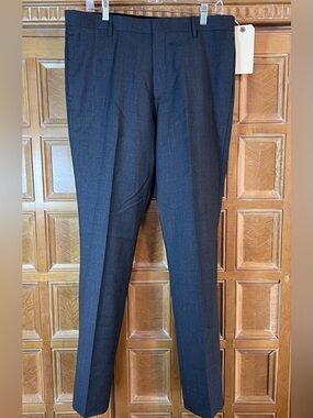 COS Men’s Dress Pants Size 50 EU 34x31 Dark Gray Flat Front Tapered Trouser